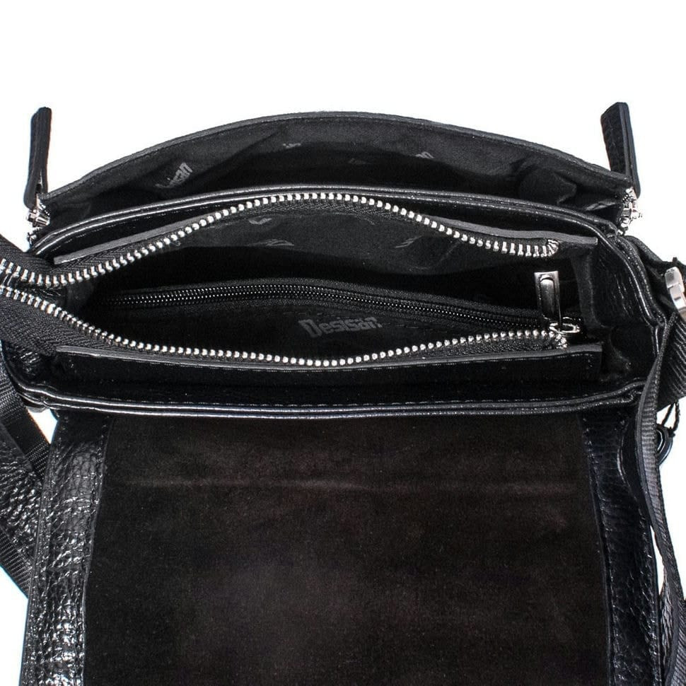 Барсетка м'яка шкіряна DESISAN 1454-011 чорний флотар