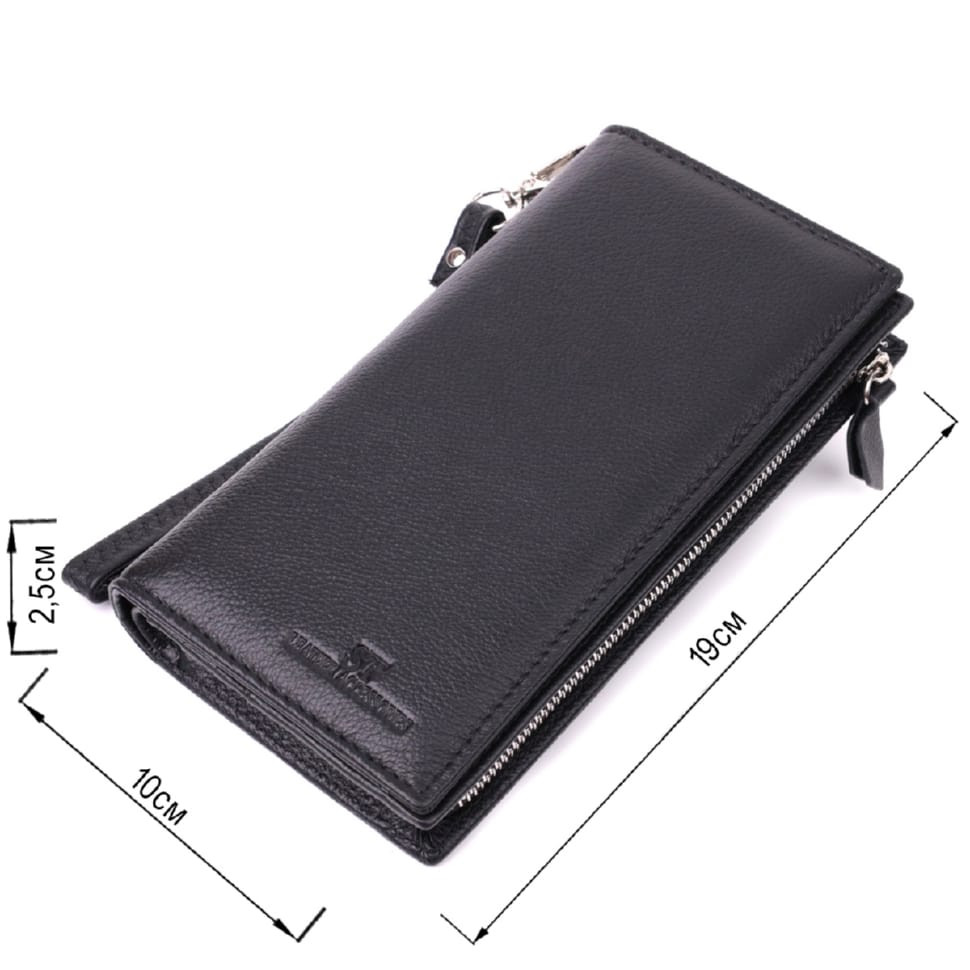 Вертикальный кошелек-клатч унисекс из натуральной кожи ST Leather 22532 Черный