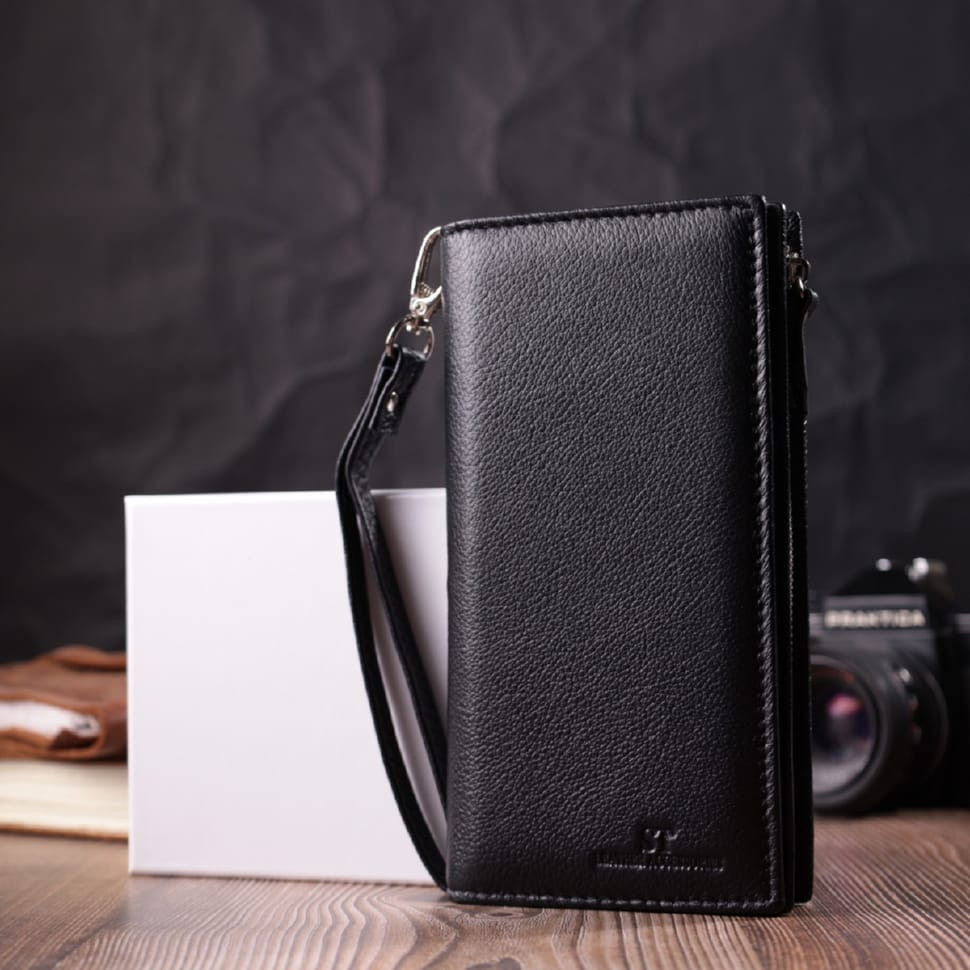 Вертикальный кошелек-клатч унисекс из натуральной кожи ST Leather 22532 Черный