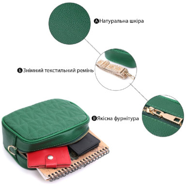 Стигана жіноча сумка з натуральної шкіри Vintage 22613 Зелена