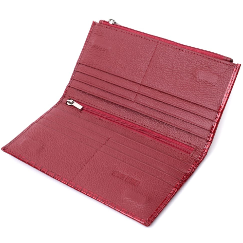 Лакированный яркий кошелек с фактурой под рептилию из натуральной кожи ST Leather 22715 Красный