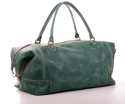 Дорожня шкіряна зелена сумка-саквояж Mtravel_2 Manufatto