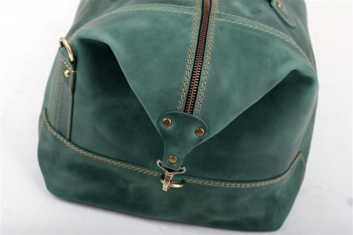 Дорожня шкіряна зелена сумка-саквояж Mtravel_2 Manufatto
