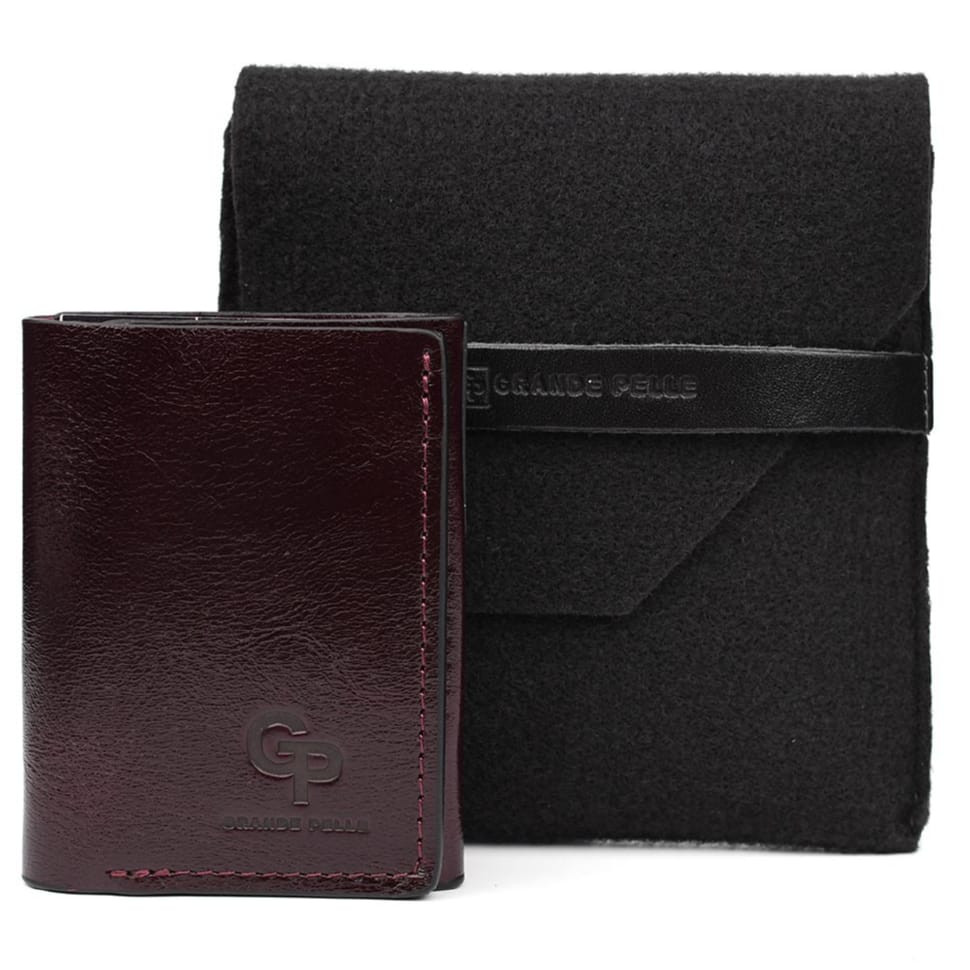 Womens small leather wallet Grande Pelle 503361 burgundy