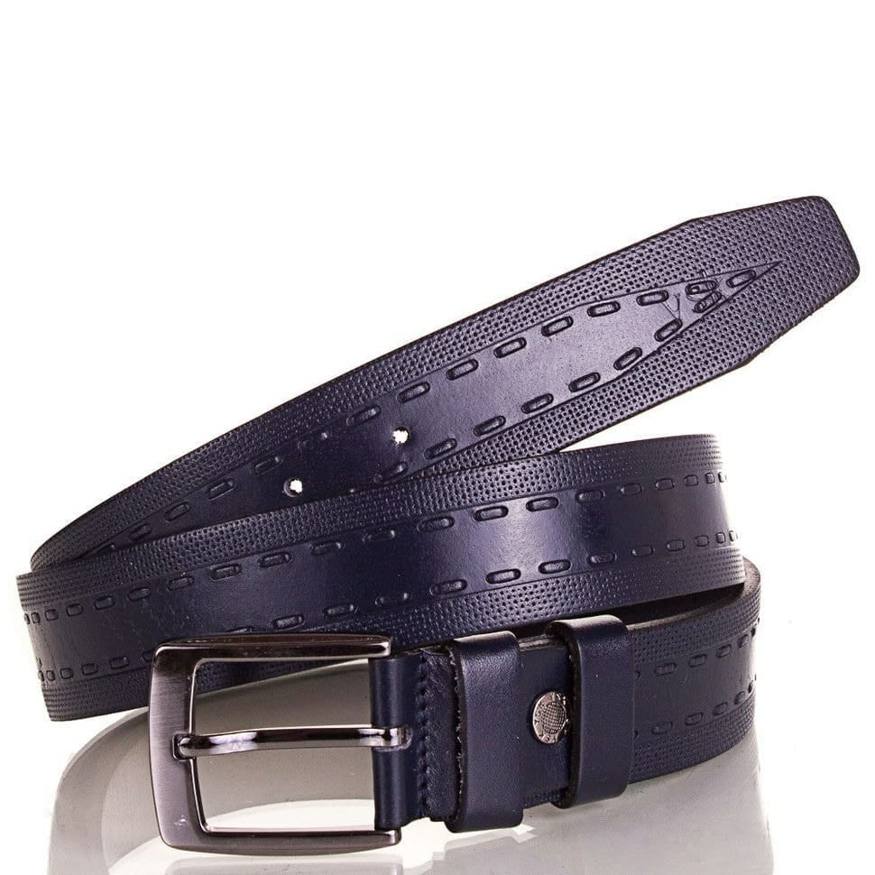 Ремінь шкіряний YSK класичний 3,5 см 3044 синій