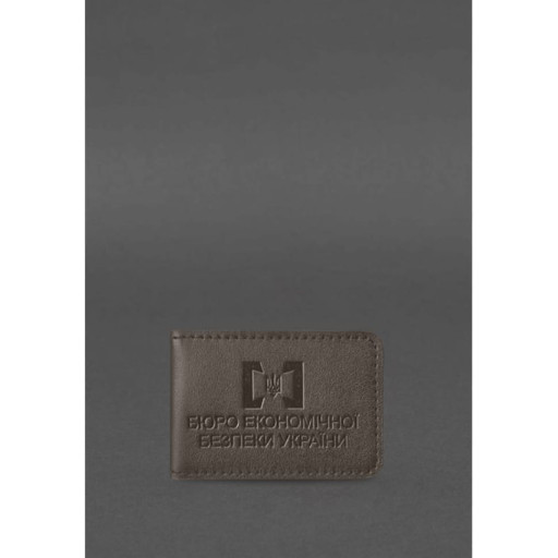 Кожаная обложка для удостоверения БЭБ (Бюро экономической безопасности Украины) Темно-бежевая