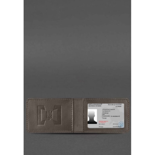 Кожаная обложка для удостоверения БЭБ (Бюро экономической безопасности Украины) Темно-бежевая