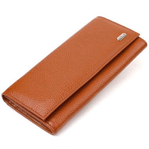 Надійний жіночий гаманець із натуральної зернистої шкіри CANPELLINI 21712 Коричневий