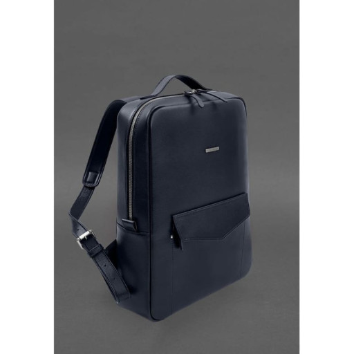 Шкіряний рюкзак на блискавці Cooper maxi синій