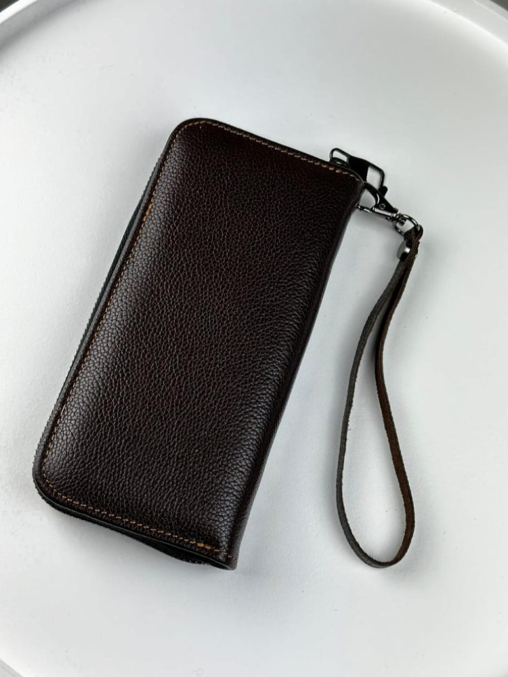 Genuine grain leather clutch wallet SV003 (brown)