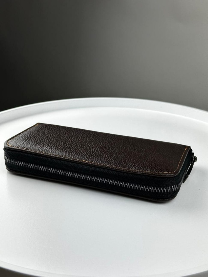 Genuine grain leather clutch wallet SV003 (brown)