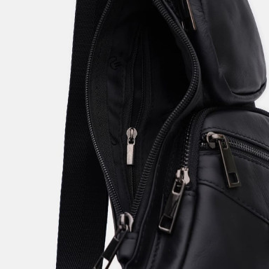 Men's leather shoulder bag Keizer K13761bl-black