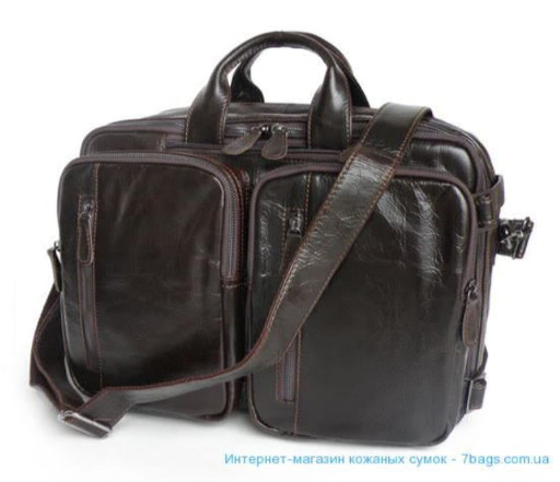 Шкіряна сумка трансформер: рюкзак, бриф, сумка темна