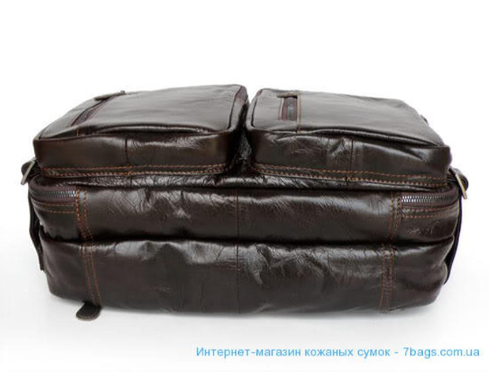 Шкіряна сумка трансформер: рюкзак, бриф, сумка темна