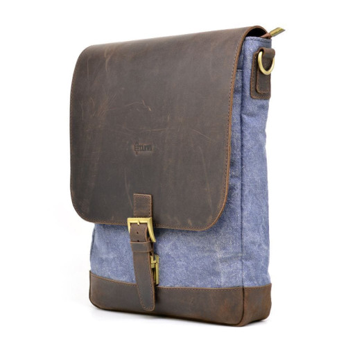 Вертикальна чоловіча сумка парусина і шкіра RK-1808-4lx TARWA