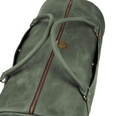 Travel bag made of genuine leather RE-6564-4lx TARWA green