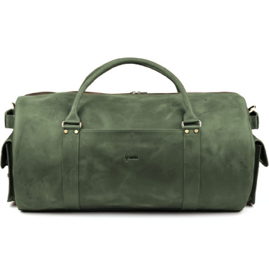 Travel bag made of genuine leather RE-6564-4lx TARWA green