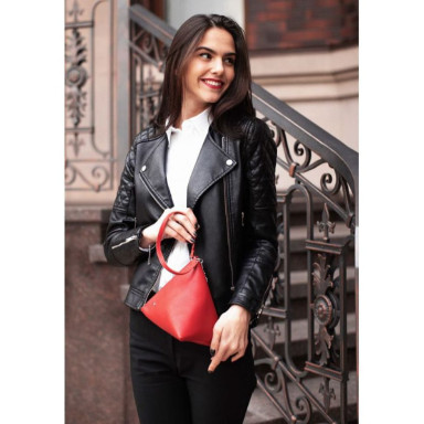 Women's leather cosmetic bag Pyramid red
