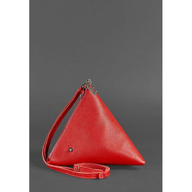 Women's leather cosmetic bag Pyramid red