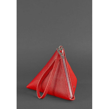 Women's leather cosmetic bag Pyramid red