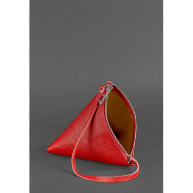 Women's leather cosmetic bag Pyramid red