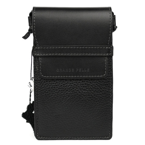 Міні сумка чохол для телефону, панч Grande Pelle 70371010 чорна