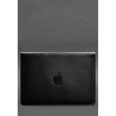 Кожаный чехол-конверт на магнитах для MacBook 15-16 дюйм Черный