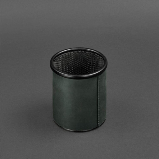 Склянка для ручок у шкіряному чохлі зелений Crazy Horse