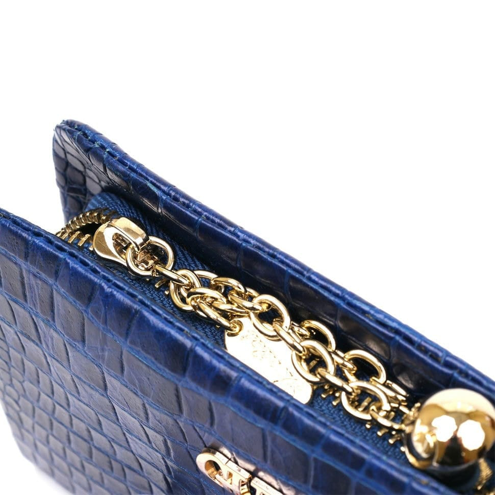 Гаманець жіночий шкіряний з тисненням під екзотику Guxilai 18963 Синій