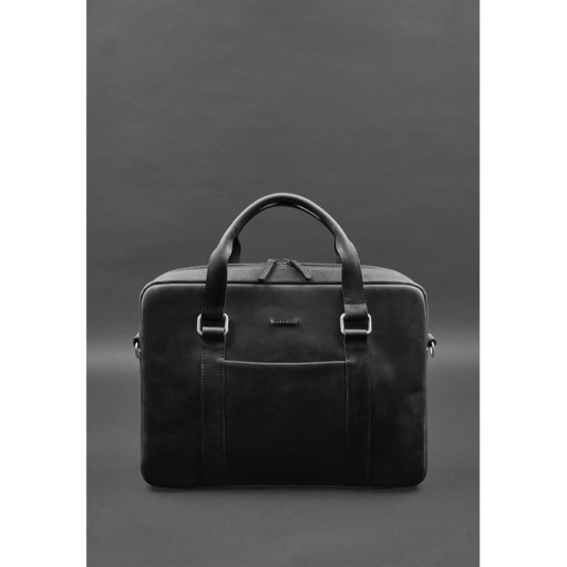 Шкіряна сумка для ноутбука та документів чорна Crazy Horse