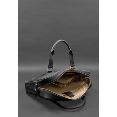 Leather bag for laptop and documents black Crazy Horse