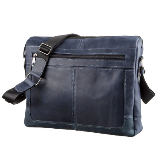 Ділова чоловіча шкіряна сумка на плече SHVIGEL 11249 Синя