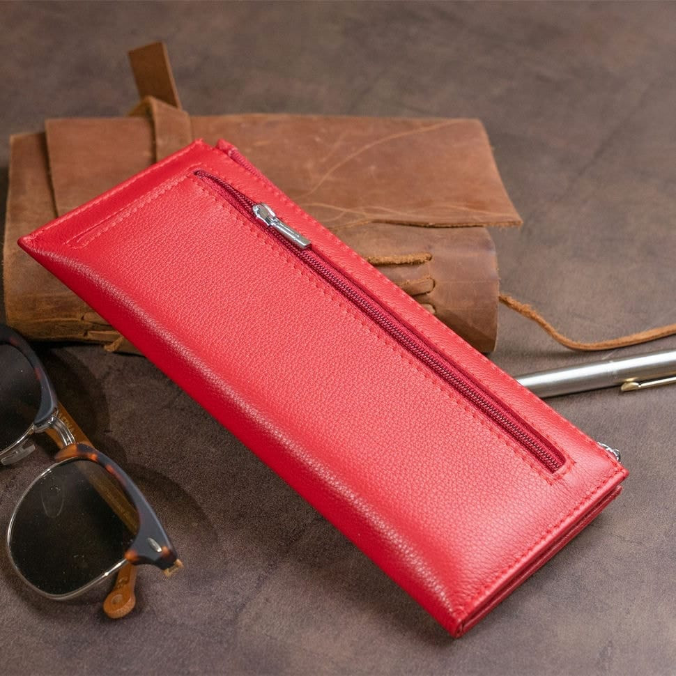 Горизонтальный тонкий кошелек из кожи женский ST Leather 19330 Красный