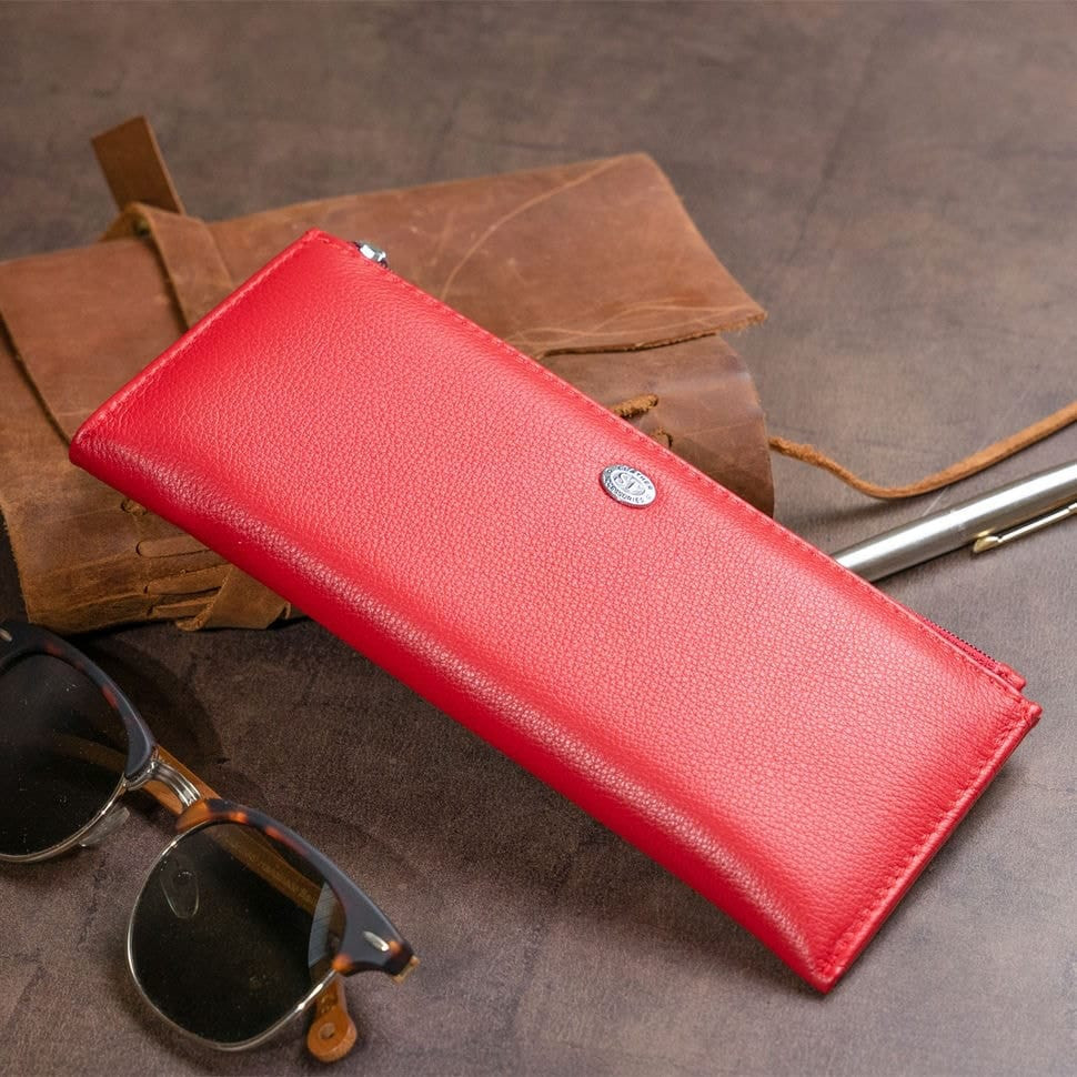 Горизонтальный тонкий кошелек из кожи женский ST Leather 19330 Красный