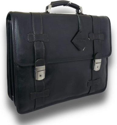 Pratesi BNE500 - Briefcase Vallombrosa in cow leather Bruce Black