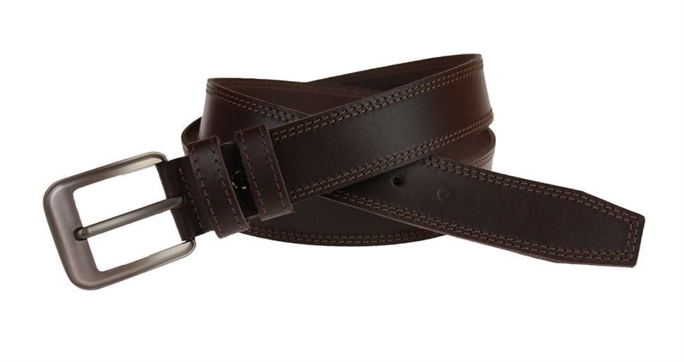 Men's leather belt denim double stitching SULLIVAN RMK-23 (8) 115-150 cm brown