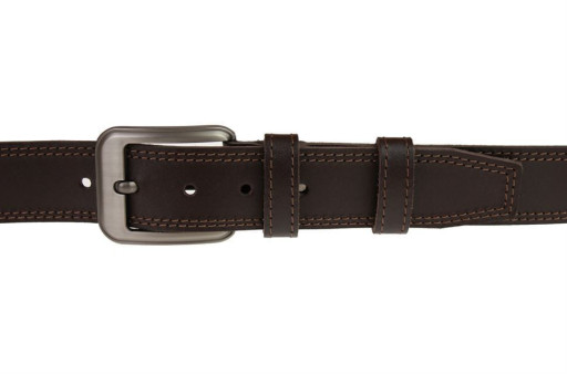 Ремінь чоловічий шкіряний джинсовий подвійна строчка SULLIVAN RMK-23 (8) 115-150 см коричневий