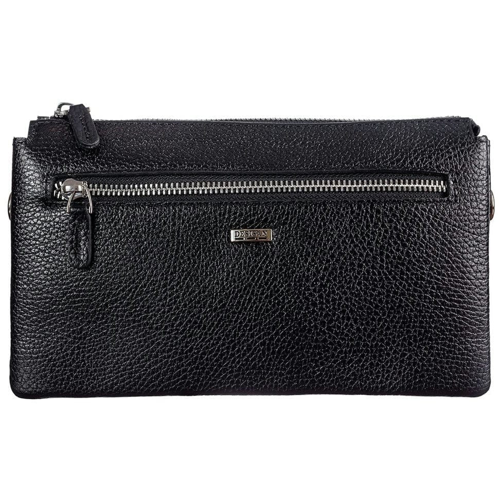 Барсетка кістева шкіряна DESISAN 1011-01 чорний флотар