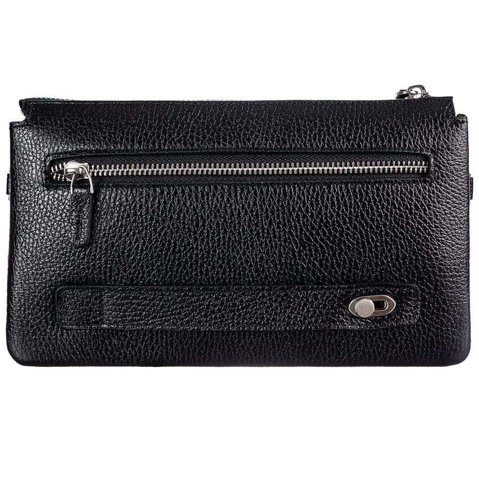 Барсетка кістева шкіряна DESISAN 1011-01 чорний флотар