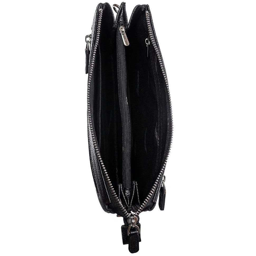 Барсетка кістева шкіряна DESISAN 1011-01 чорний флотар