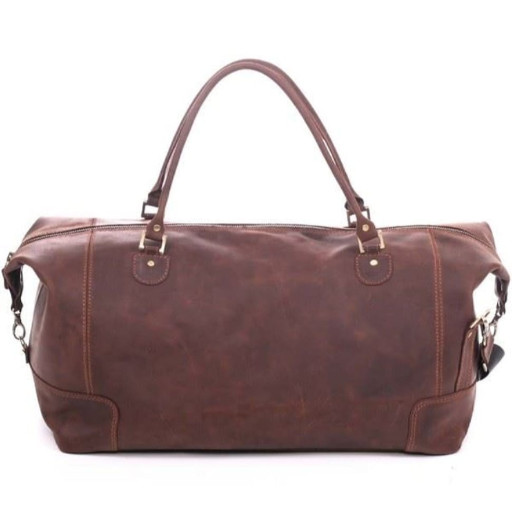 Сумка-саквояж дорожня шкіряна коричнева Mtravel_2 Manufatto