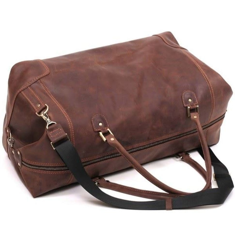 Сумка-саквояж дорожня шкіряна коричнева Mtravel_2 Manufatto