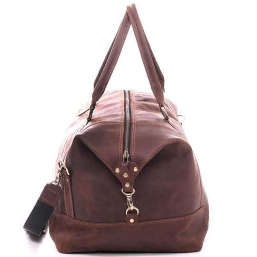 Сумка-саквояж дорожня шкіряна коричнева Mtravel_2 Manufatto