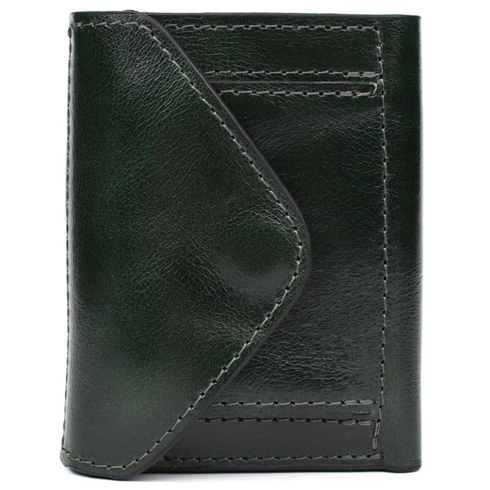 Womens small leather wallet Grande Pelle 503391 green