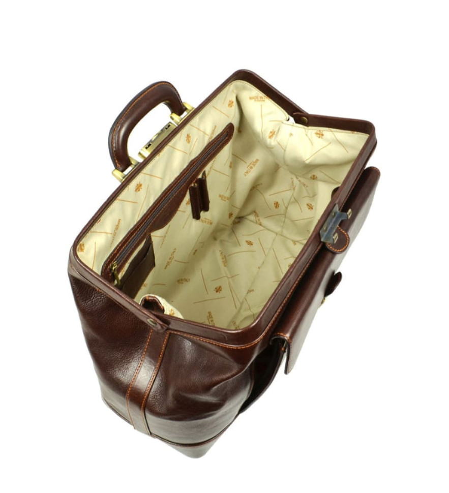 Large Italian Leather Doctor Bag for Women - Hamlet -  Chocolate Brown color -  Time Resistance 1172201W