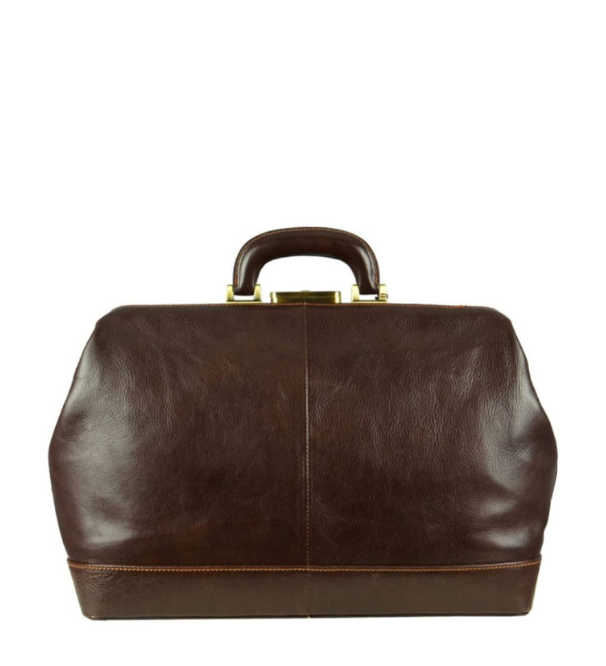 Large Italian Leather Doctor Bag for Women - Hamlet -  Chocolate Brown color -  Time Resistance 1172201W