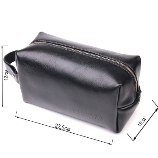 Несесер чоловічий великого розміру з гладкої шкіри на блискавці Україна GRANDE PELLE 16767 Чорний