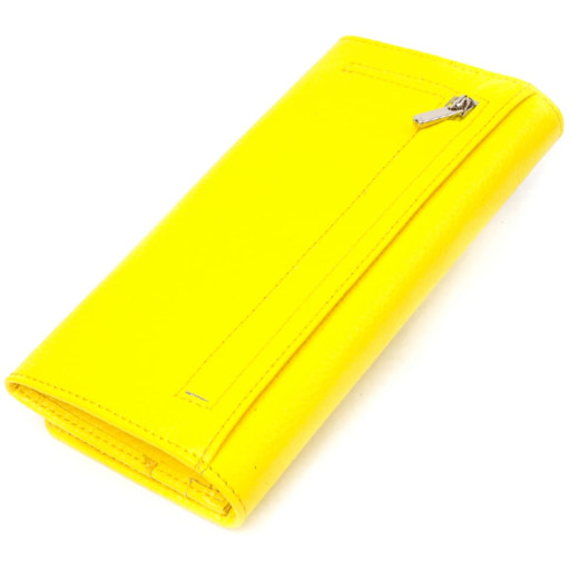 Яскравий молодіжний гаманець із натуральної шкіри флотар CANPELLINI 21612 Лимонний