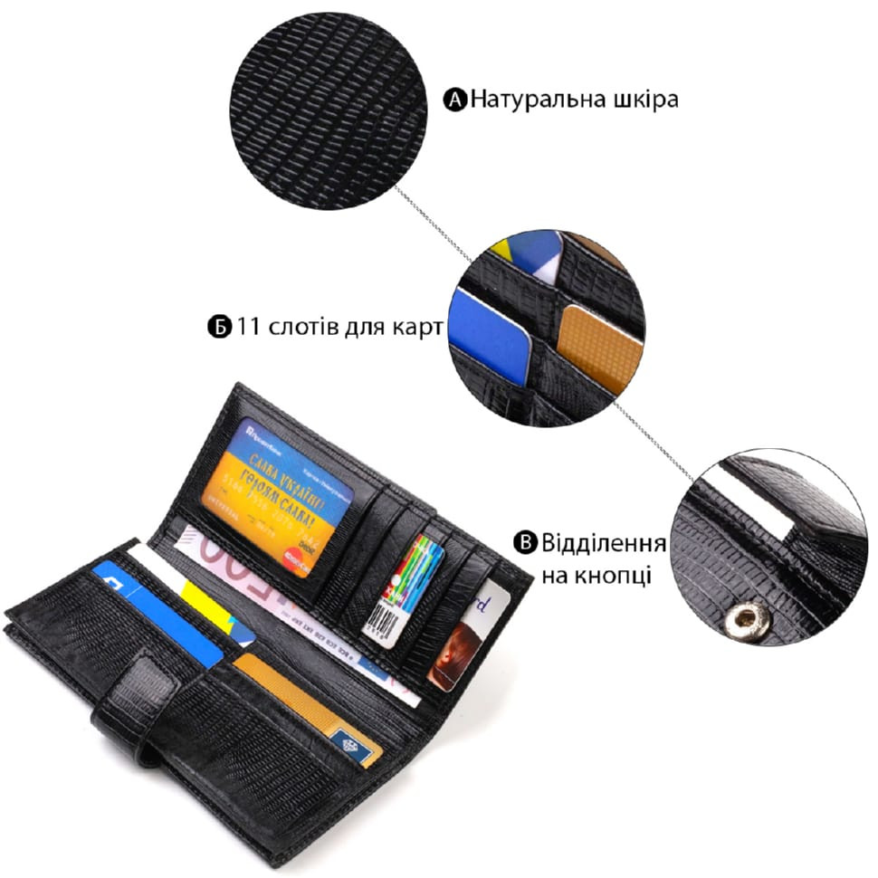 Тонкий гаманець для чоловіків з натуральної шкіри з тисненням CANPELLINI 21913 Чорний