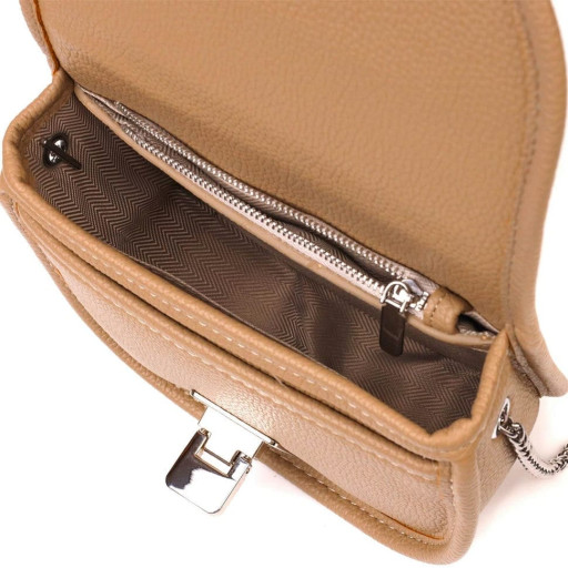 Гарна вечірня сумка на ланцюжку з натуральної шкіри 22108 Vintage Бежева